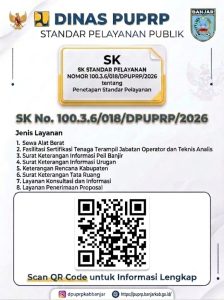 Penetapan Standar Pelayanan Publik Dinas PUPRP Kabupaten Banjar Berdasarkan SK No. 100.3.6/018/DPUPRP/2026